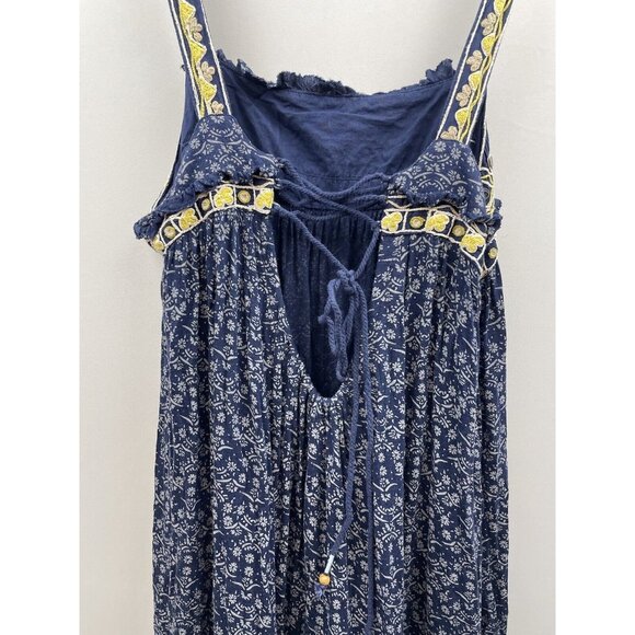 FREE PEOPLE Indigo Tank Mini Dress Blue Boarderline Tunic Size Medium - Picture 12 of 16